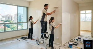A Fast Repair SG image featuring a male and two female painters painting a wall.